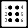 Vollzeichen Braille mit Nummerierung der Punkte