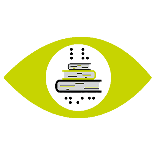 Logo LV Dictionary: grünes, stilisiertes Auge mit drei Büchern in der Mitte und Braillezeichen "LV" über und "Dic" unter den Bücher.